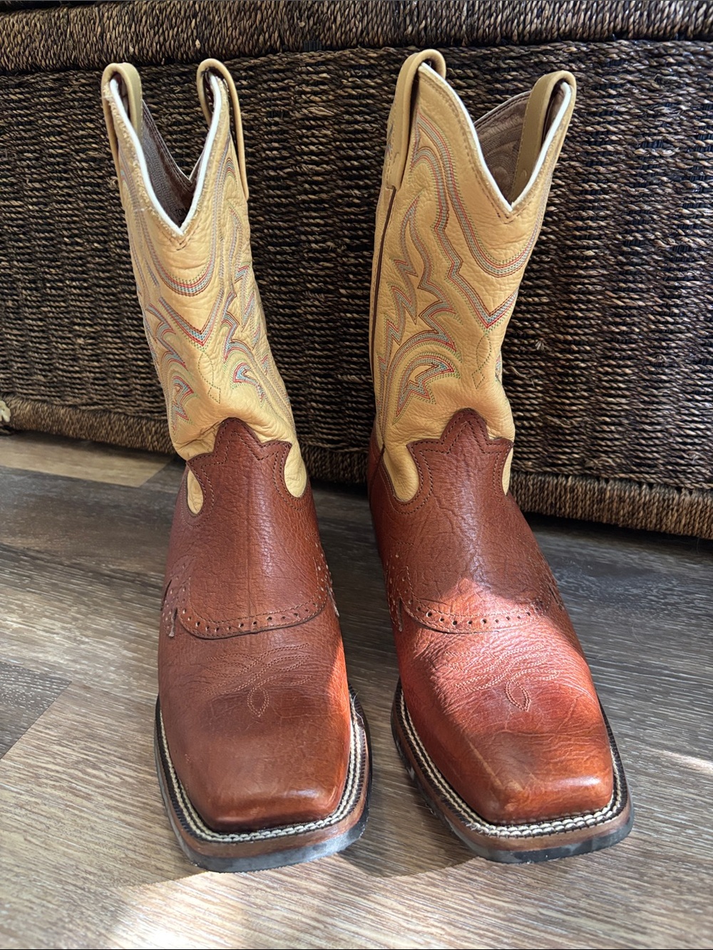 Tony Lama Brown & Tan Leather Western Cowboy Boots 11.5